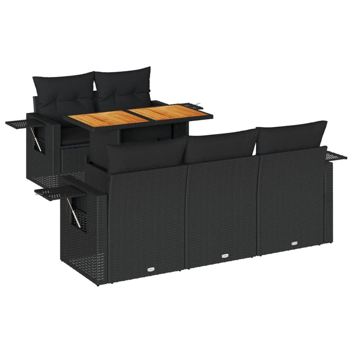 sofasæt til haven 6 dele med hynder polyrattan sort