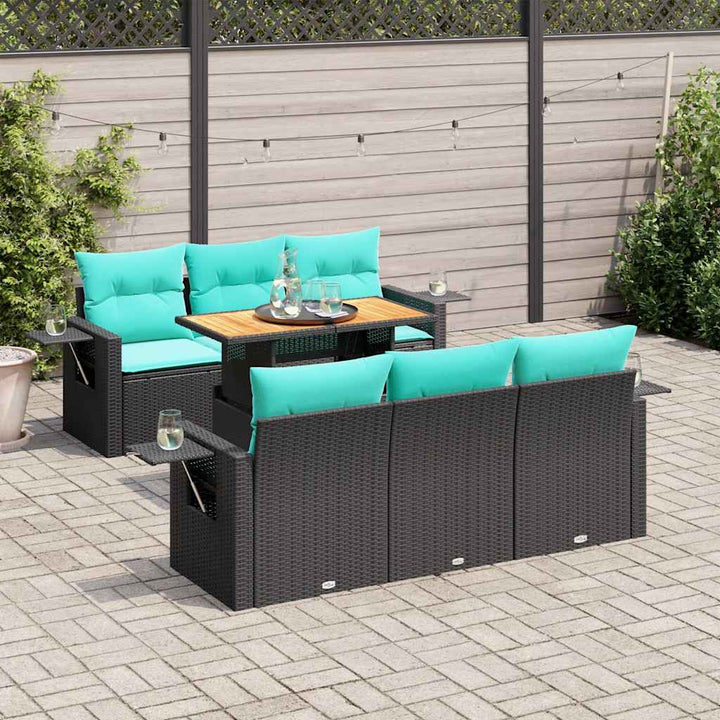 sofasæt til haven 7 dele med hynder polyrattan sort