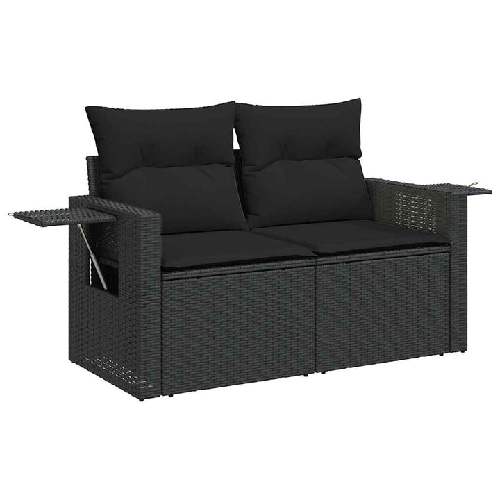 sofasæt til haven 7 dele med hynder polyrattan sort