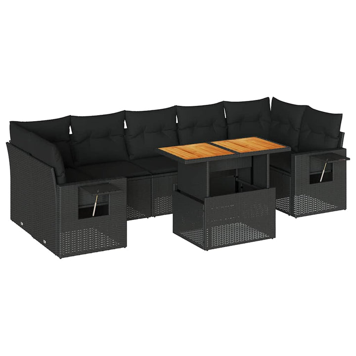 sofasæt til haven 8 dele med hynder polyrattan sort