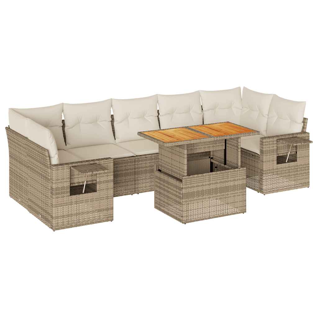 sofasæt til haven 8 dele med hynder polyrattan beige