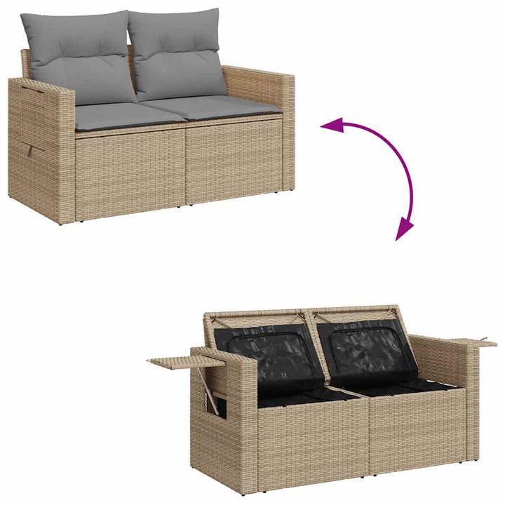 sofasæt til haven 7 dele med hynder polyrattan beige