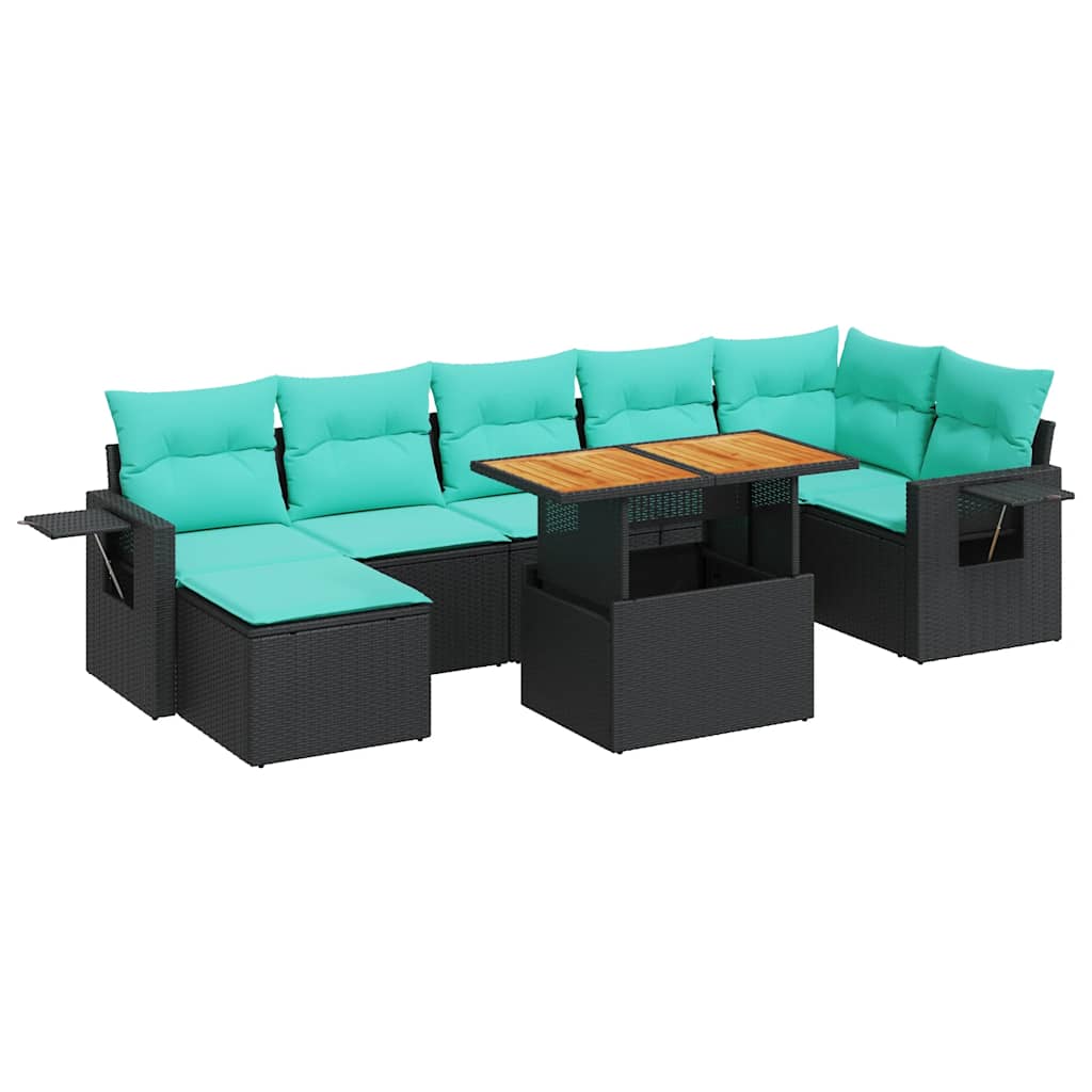 sofasæt til haven 8 dele med hynder polyrattan sort