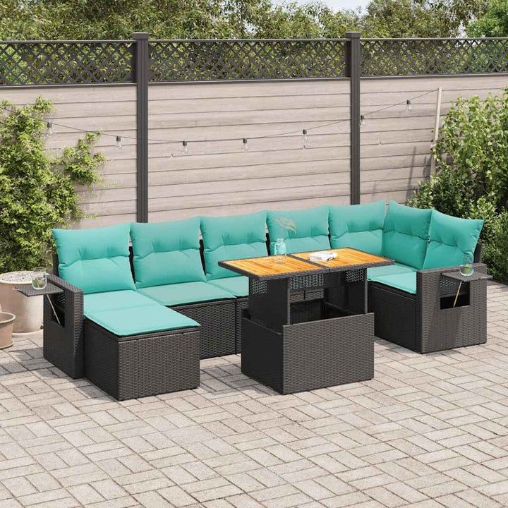 sofasæt til haven 8 dele med hynder polyrattan sort