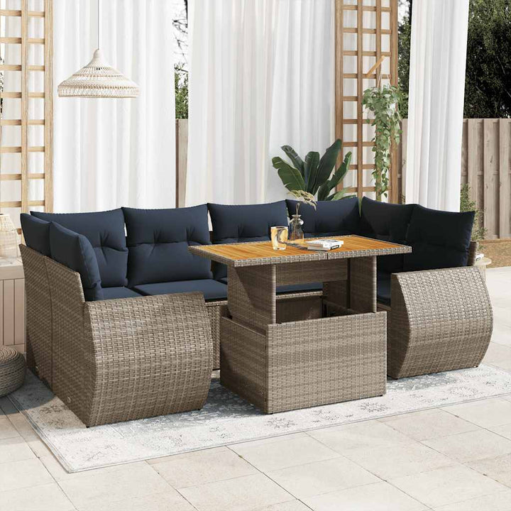 sofaesæt til haven 7 dele med hynder polyrattan grå