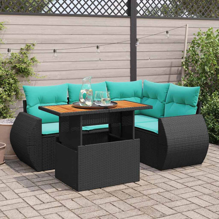 sofasæt til haven 5 dele med hynder polyrattan sort