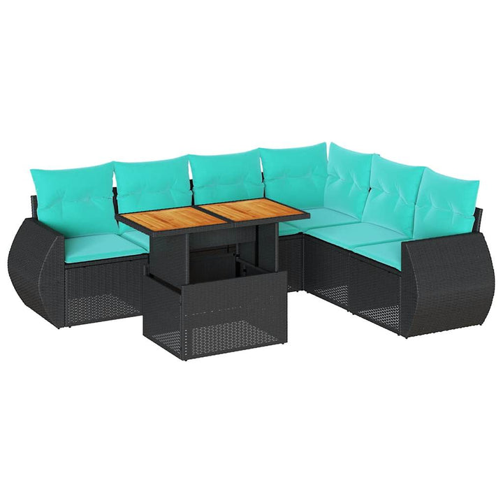 sofasæt til haven 7 dele med hynder polyrattan sort