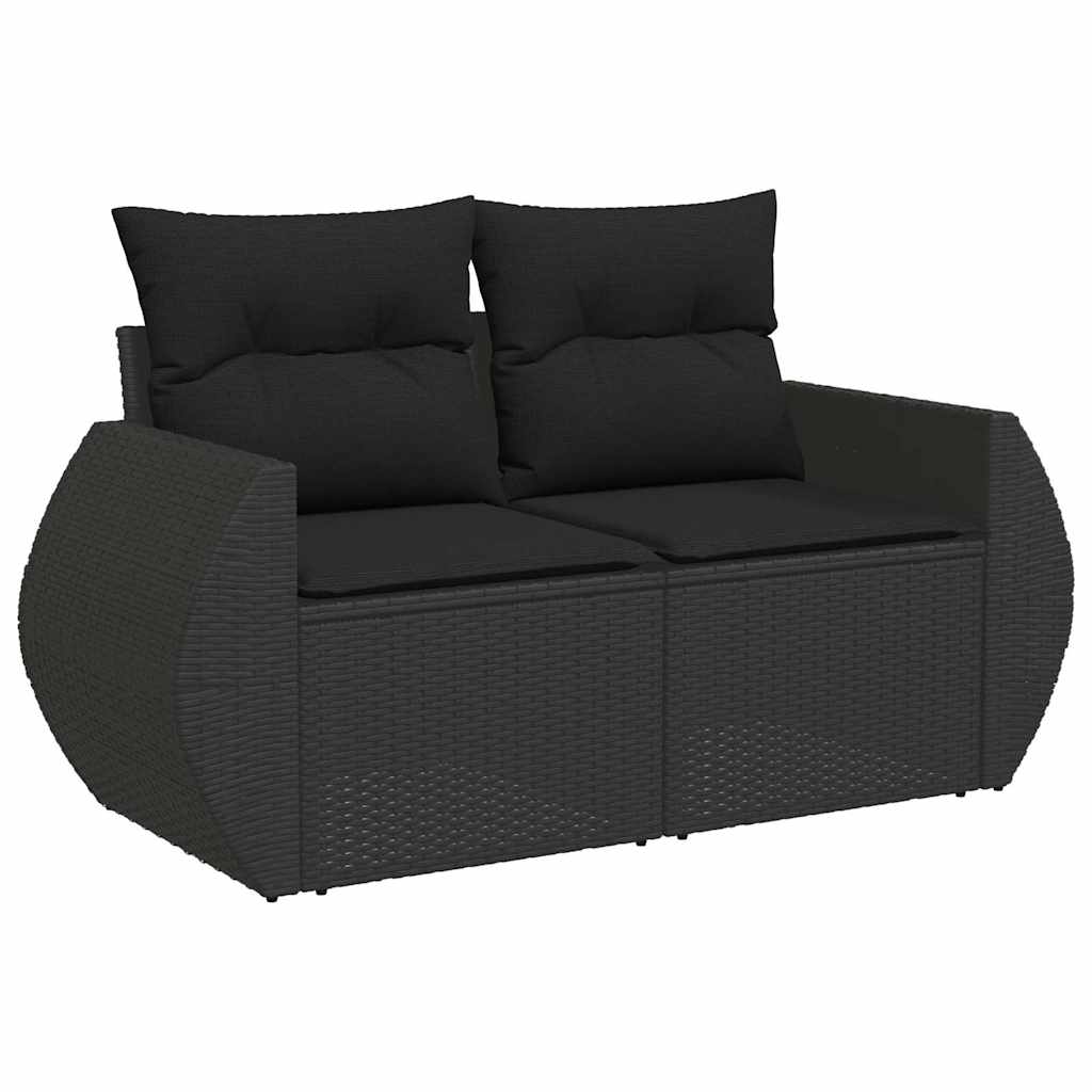 sofasæt til haven 7 dele med hynder polyrattan sort