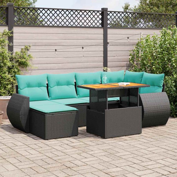 sofasæt til haven 7 dele med hynder polyrattan sort