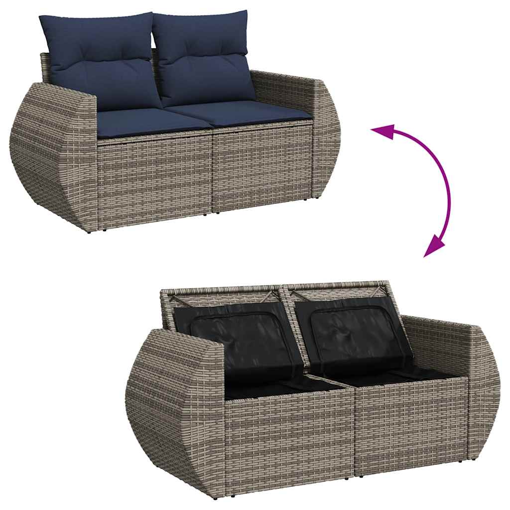 sofaesæt til haven 7 dele med hynder polyrattan grå