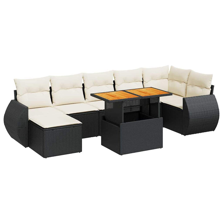 sofasæt til haven 8 dele med hynder polyrattan sort