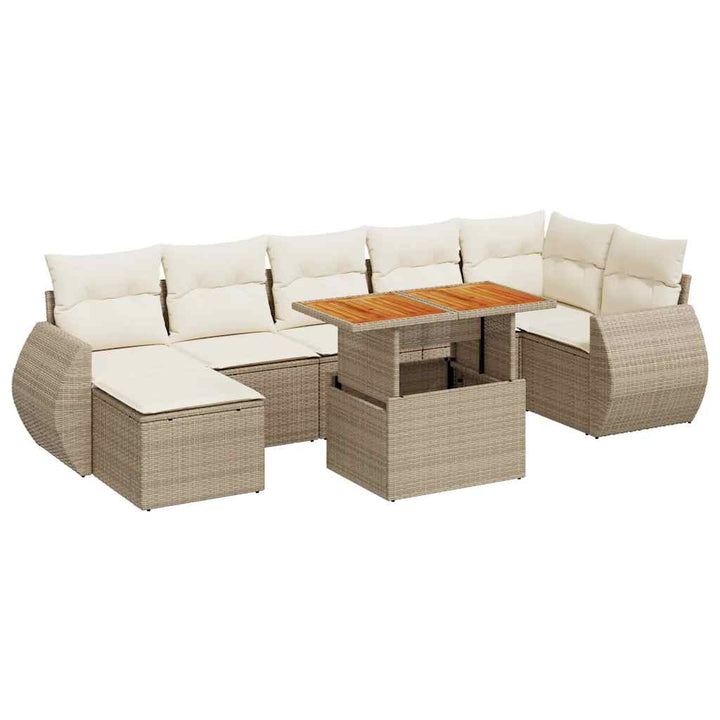 sofasæt til haven 8 dele med hynder polyrattan beige