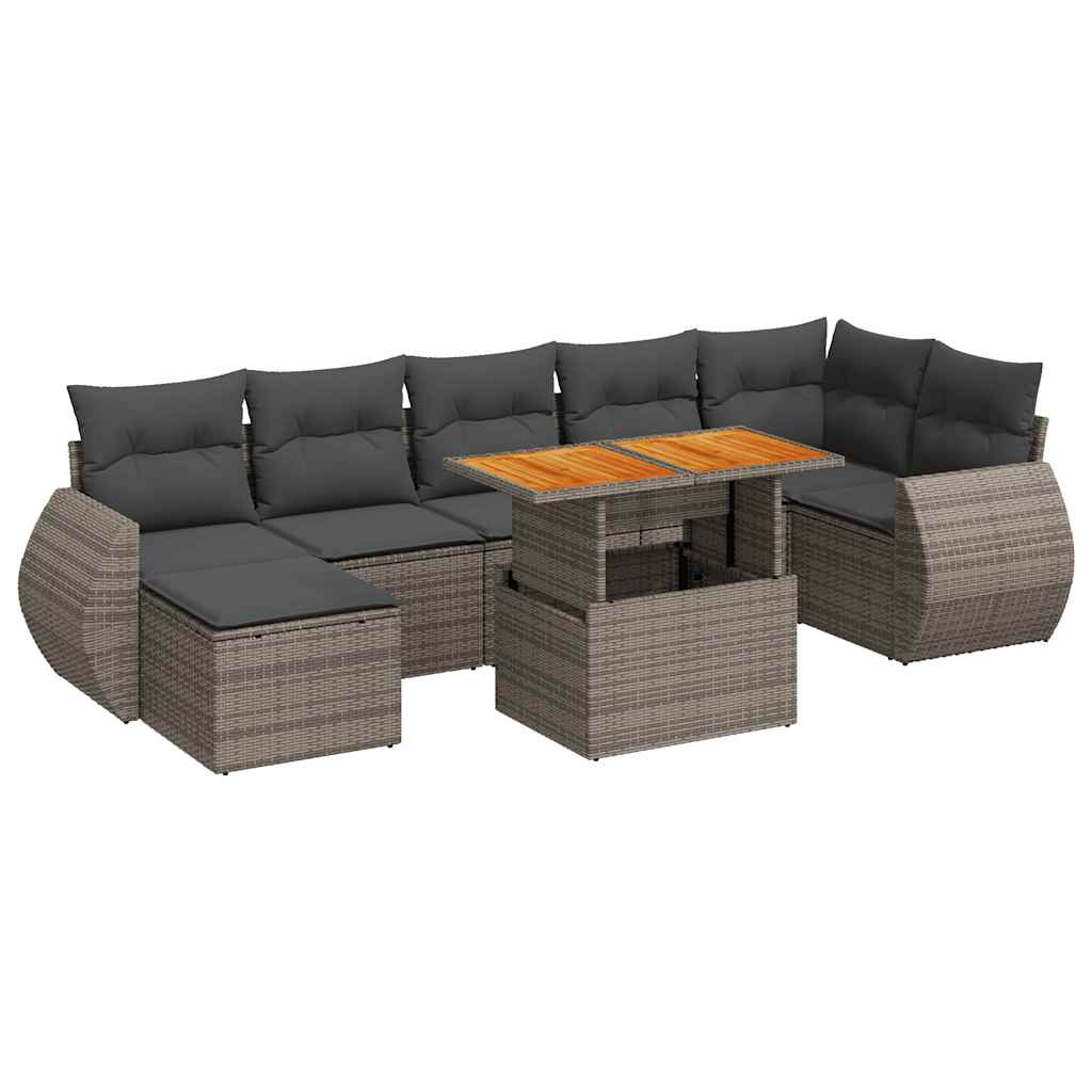 sofasæt til haven 8 dele med hynder polyrattan grå