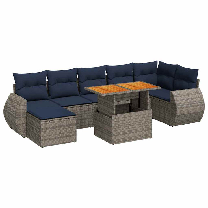 sofasæt til haven 8 dele med hynder polyrattan grå