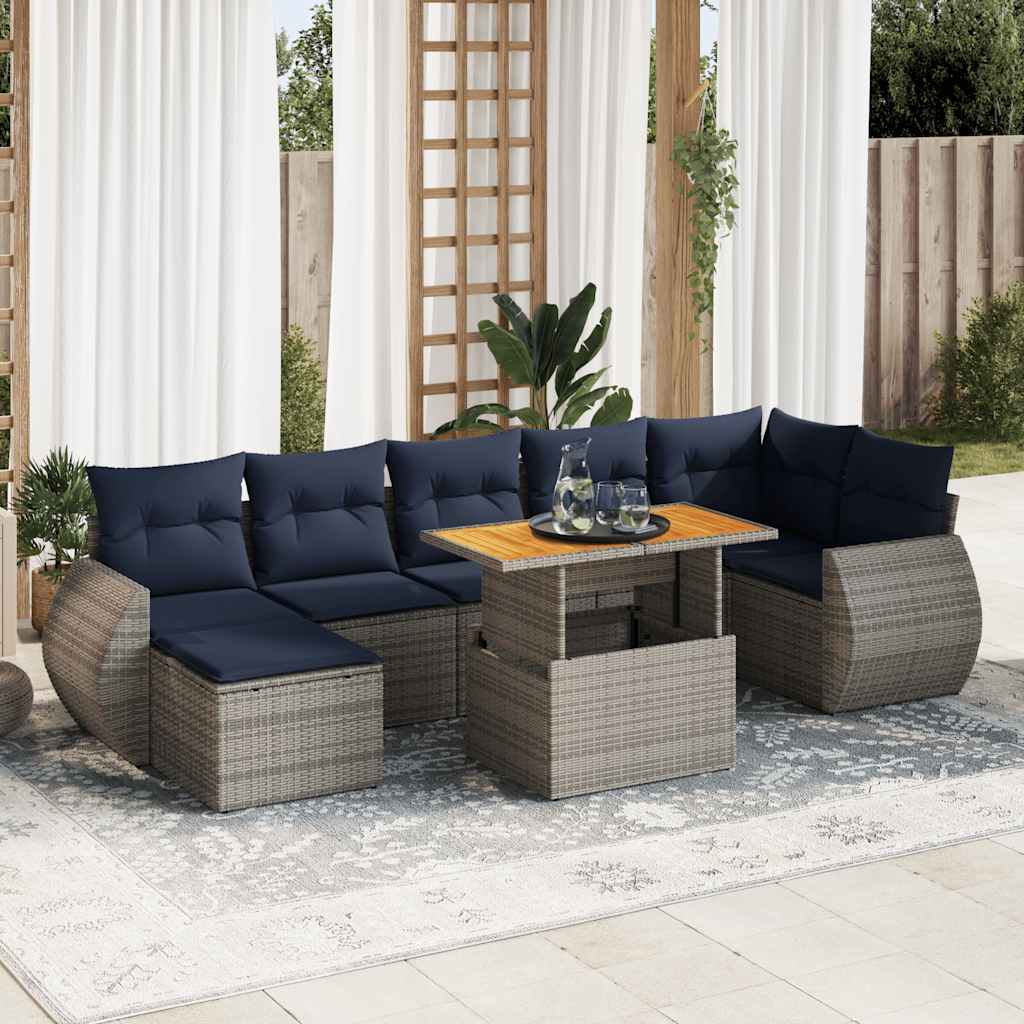sofasæt til haven 8 dele med hynder polyrattan grå