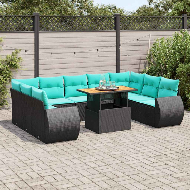 sofasæt til haven 10 dele med hynder polyrattan sort