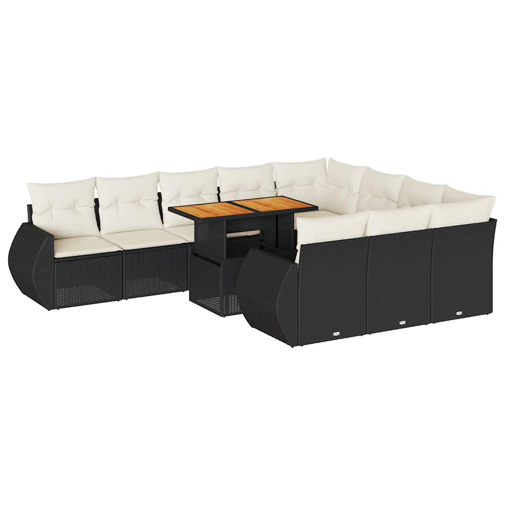 sofasæt til haven 11 dele med hynder polyrattan sort