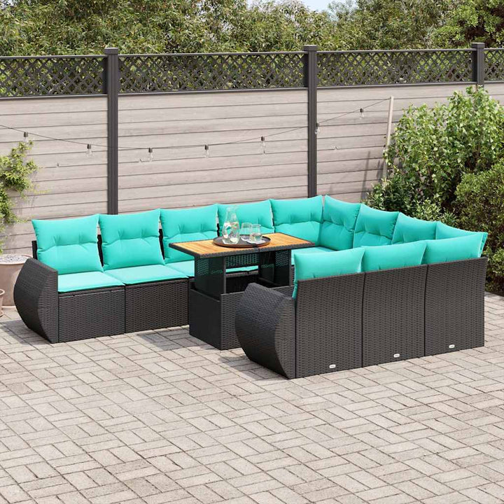 sofasæt til haven 11 dele med hynder polyrattan sort