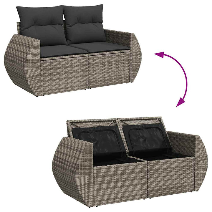 loungesæt til haven 11 dele med hynder polyrattan grå