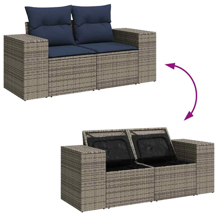 sofaesæt til haven 7 dele med hynder polyrattan grå
