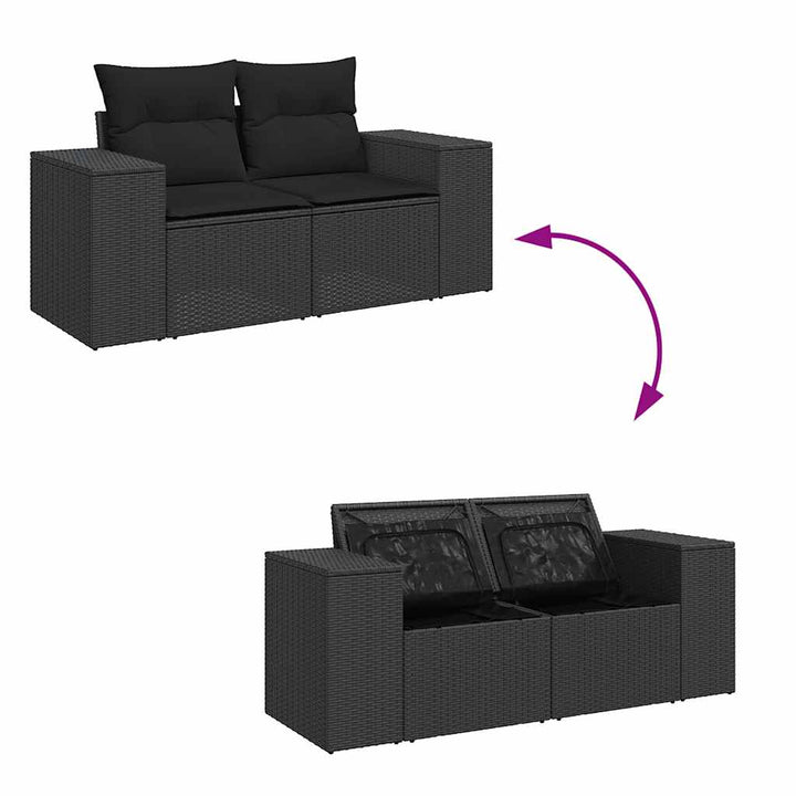 sofasæt til haven 8 dele med hynder polyrattan sort