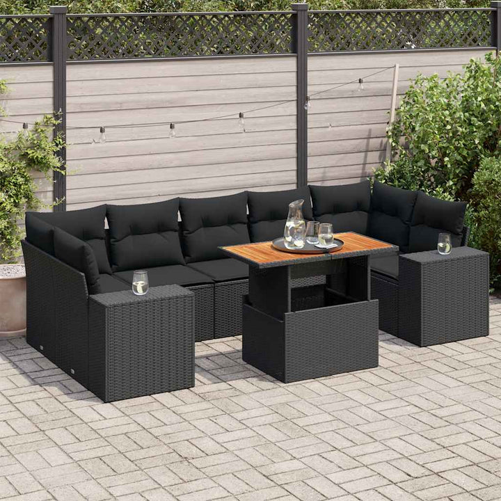 sofasæt til haven 8 dele med hynder polyrattan sort