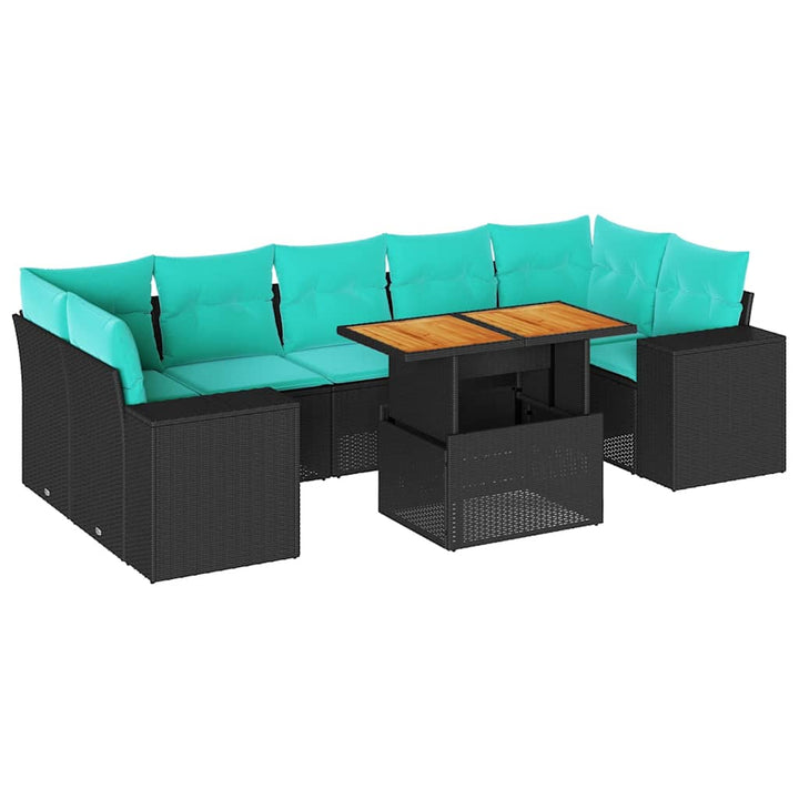 sofasæt til haven 8 dele med hynder polyrattan sort