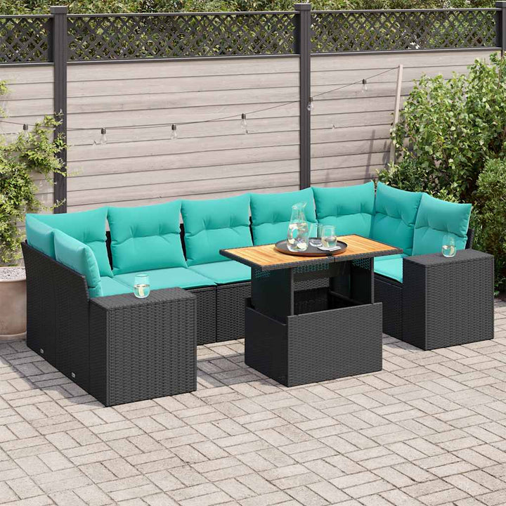 sofasæt til haven 8 dele med hynder polyrattan sort