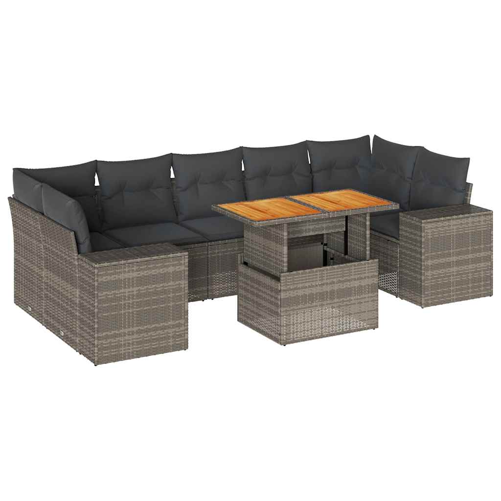 sofasæt til haven 8 dele med hynder polyrattan grå