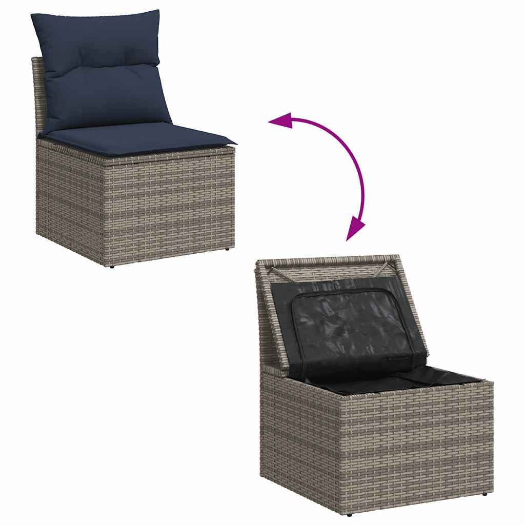 sofasæt til haven 8 dele med hynder polyrattan grå