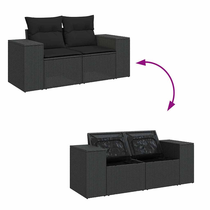 sofasæt til haven 9 dele med hynder polyrattan sort