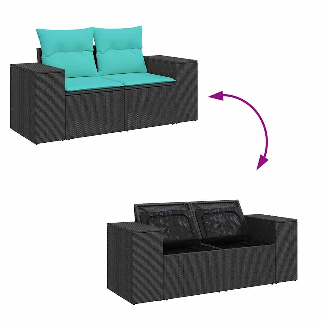 sofasæt til haven 7 dele med hynder polyrattan sort