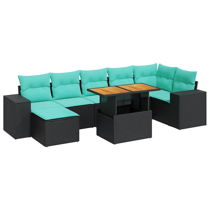 sofasæt til haven 8 dele med hynder polyrattan sort