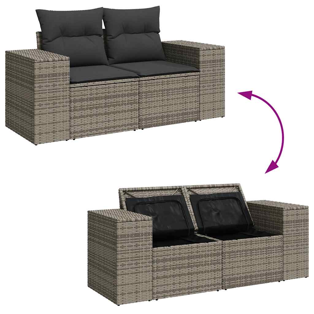 sofasæt til haven 8 dele med hynder polyrattan grå