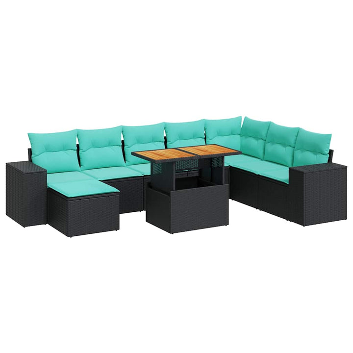 sofasæt til haven 9 dele med hynder polyrattan sort