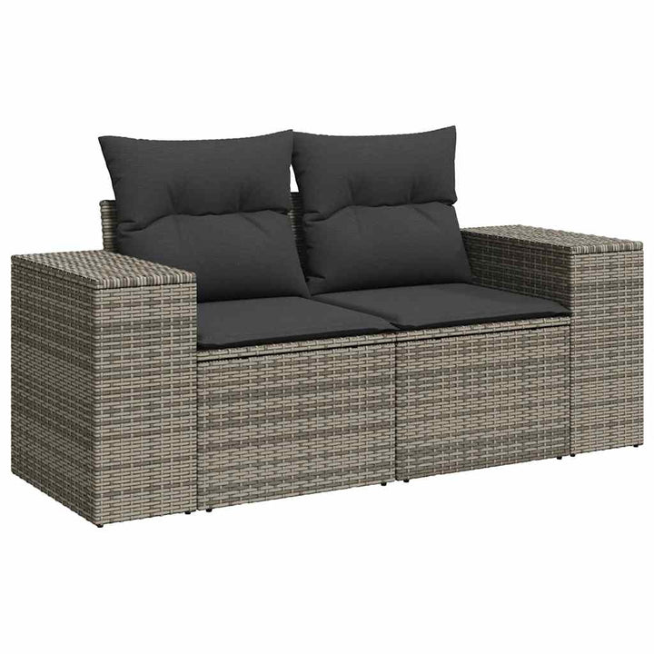 sofasæt til haven 10 dele med hynder polyrattan akacietræ grå