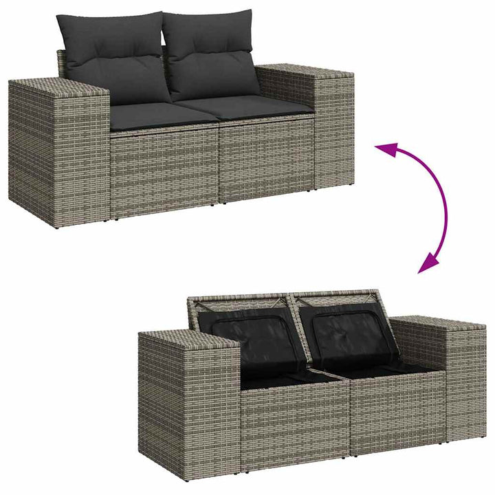 sofasæt til haven 10 dele med hynder polyrattan akacietræ grå