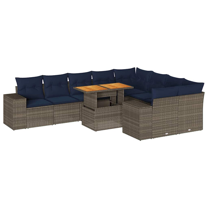 sofasæt til haven 10 dele med hynder polyrattan grå