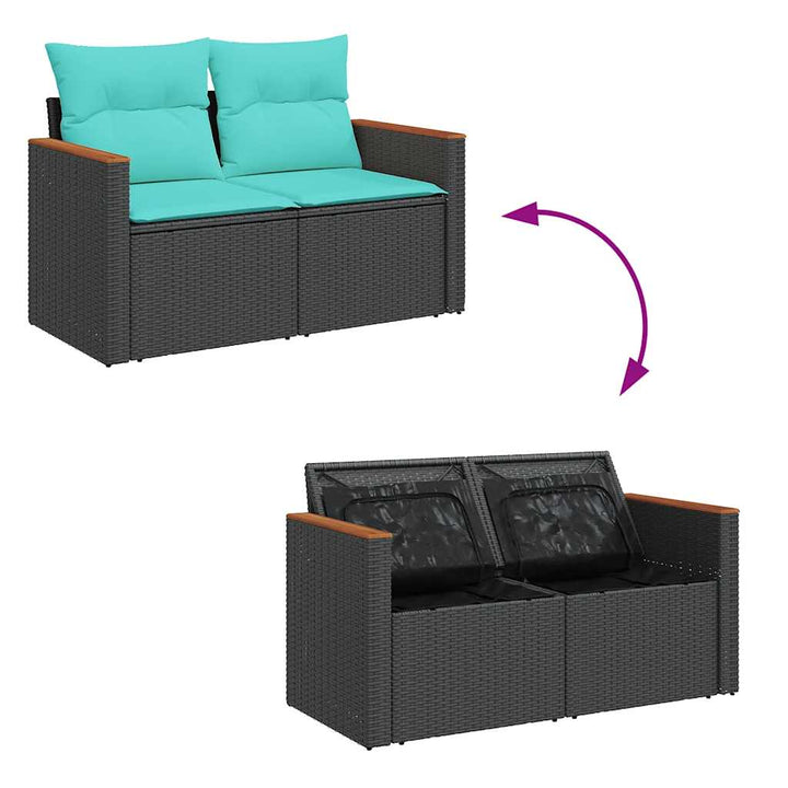 sofasæt til haven 7 dele med hynder polyrattan sort