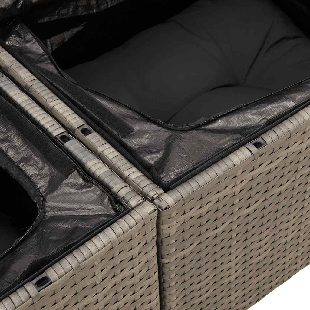 sofaesæt til haven 7 dele med hynder polyrattan akacietræ grå