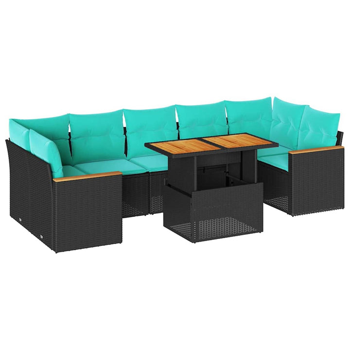 sofasæt til haven 8 dele med hynder polyrattan sort