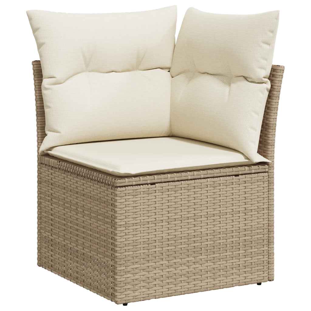 sofasæt til haven 9 dele med hynder polyrattan akacietræ beige
