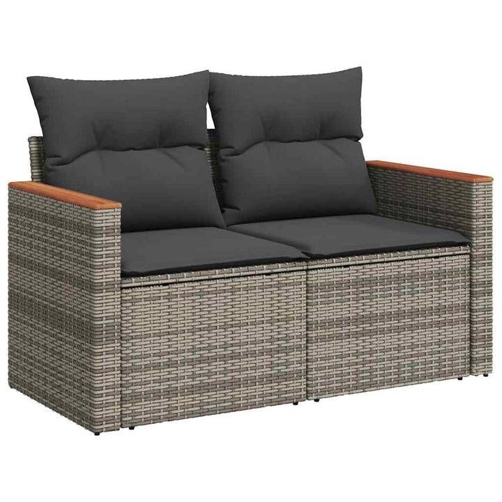 sofasæt til haven 9 dele med hynder polyrattan akacietræ grå