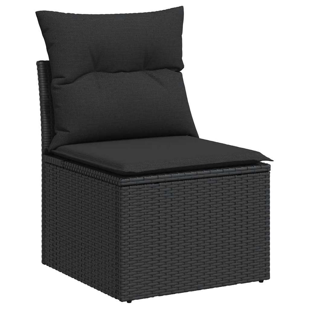 sofasæt til haven 7 dele med hynder polyrattan akacietræ sort