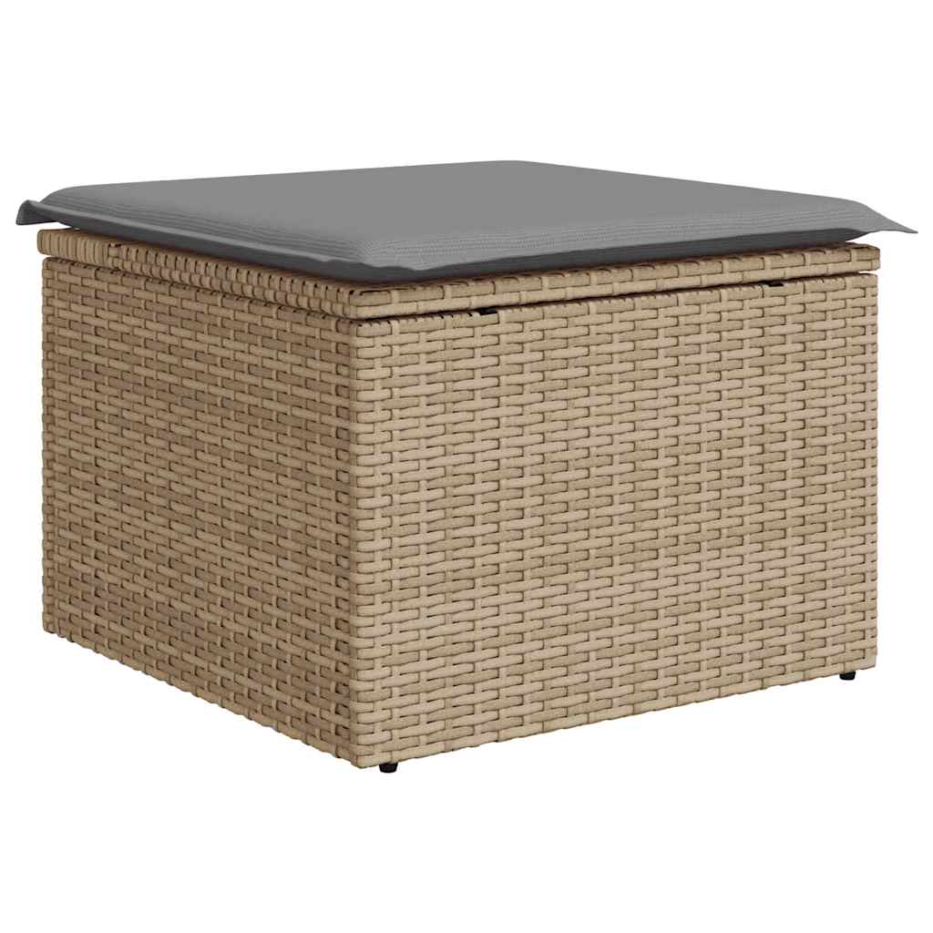 sofasæt til haven 7 dele med hynder polyrattan akacietræ beige