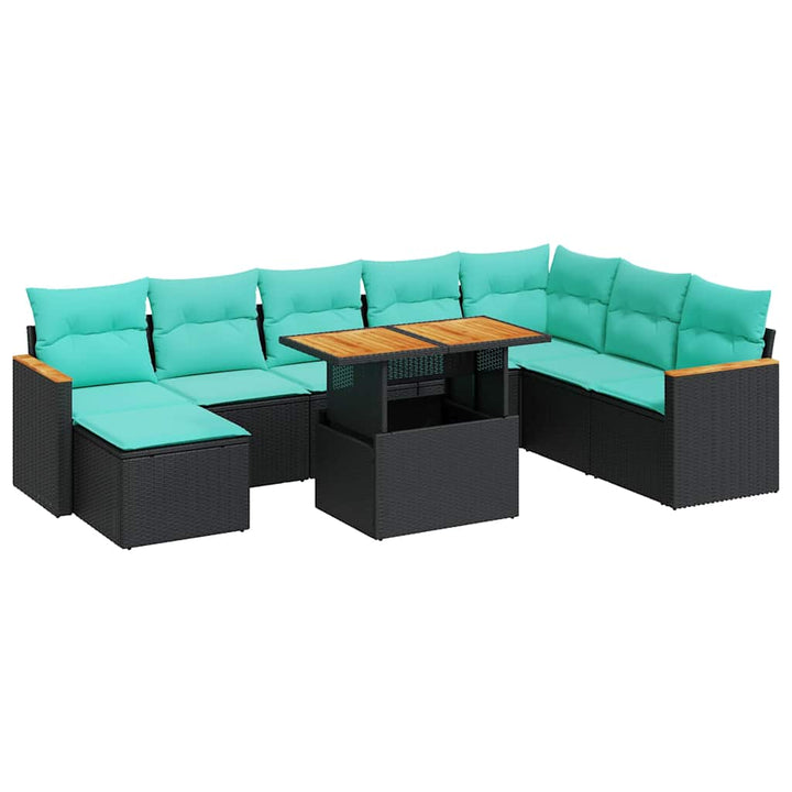 sofasæt til haven 9 dele med hynder polyrattan sort