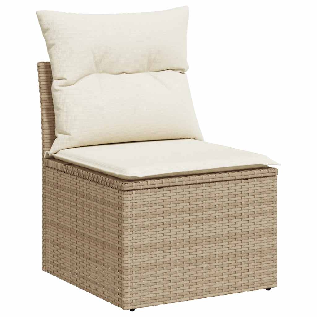 sofasæt til haven 9 dele med hynder polyrattan akacietræ beige