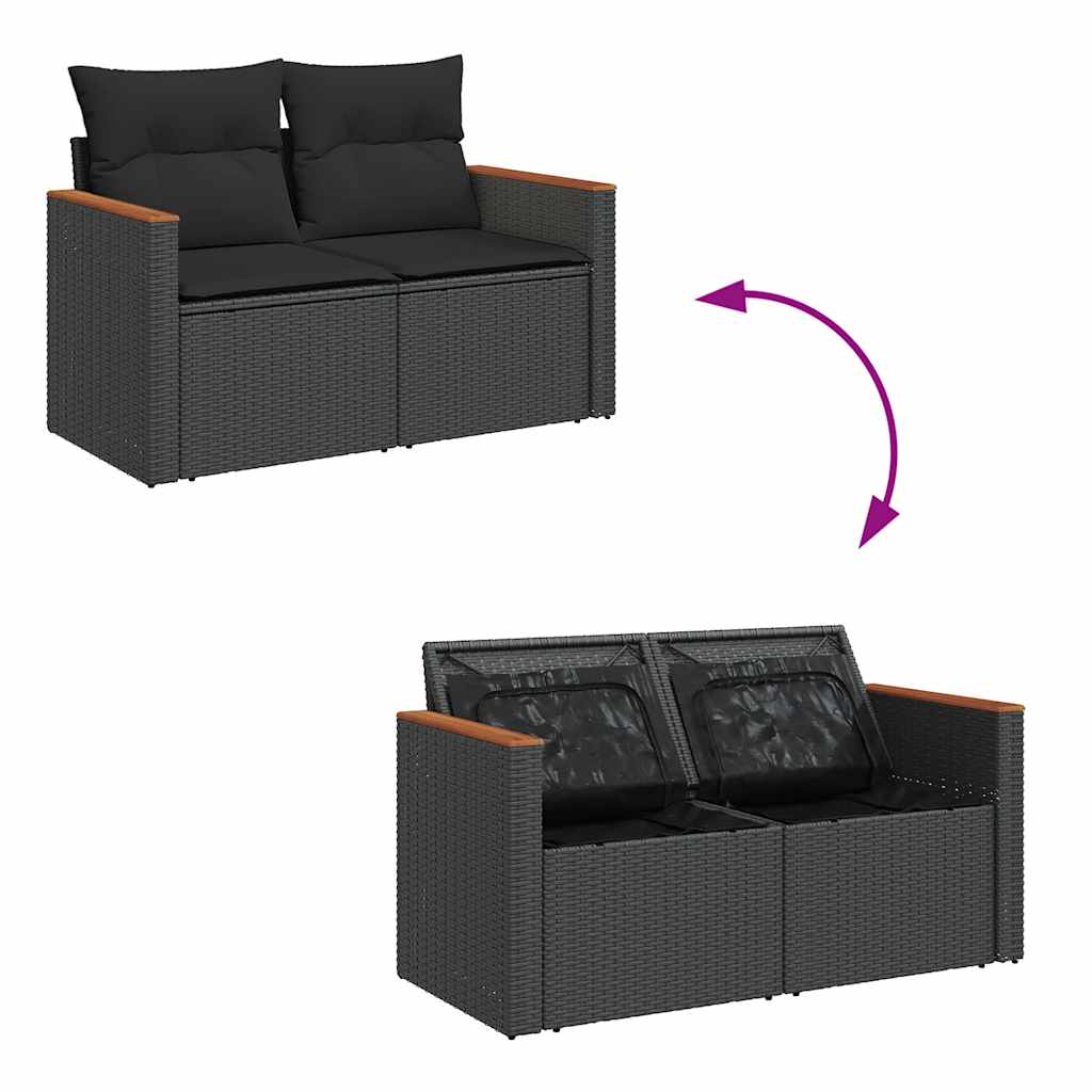 sofasæt til haven 10 dele med hynder polyrattan akacietræ sort