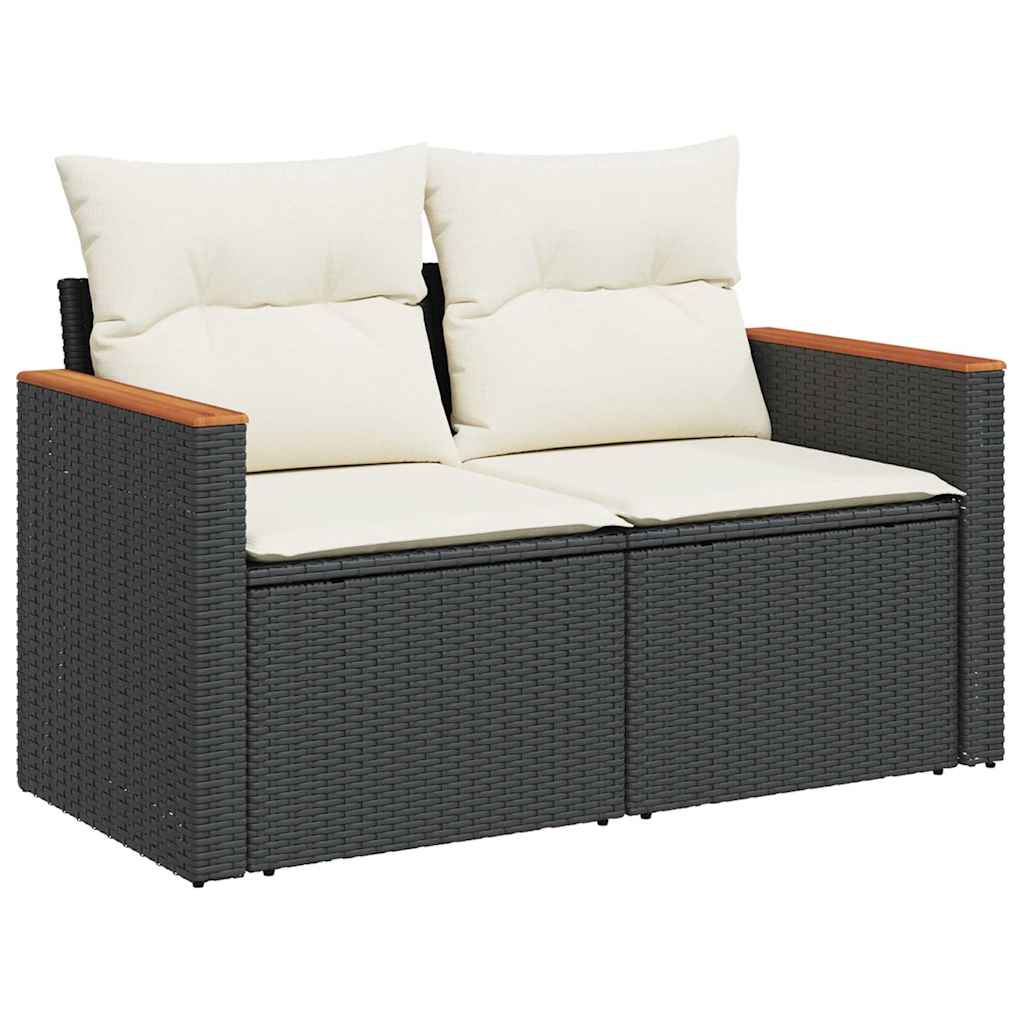 sofasæt til haven 10 dele med hynder polyrattan akacietræ sort