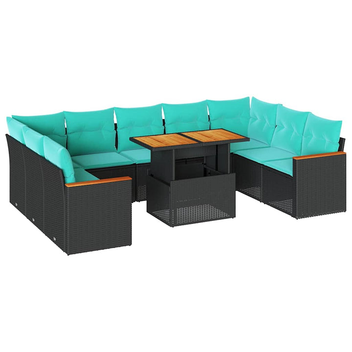 sofasæt til haven 10 dele med hynder polyrattan sort